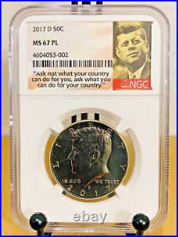 2017-D Kennedy Half Dollar NGC MS67PL Mint State 67 Proof Like #4604053-002