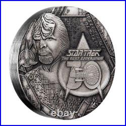 2017 STAR TREK The Next Generation COMMANDER WORF 2oz $2 SILVER COIN NGC MS70 FR