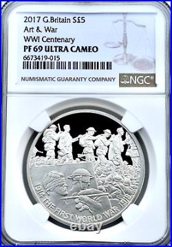 2017 Silver £5 Proof Art & War WWI Centenary NGC PF69 First War Royal Mint Coin