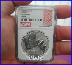 2018 $1 Tuvalu Marvel Iron-Man NGC MS70 1st Release 1oz. 9999 Silver Coin