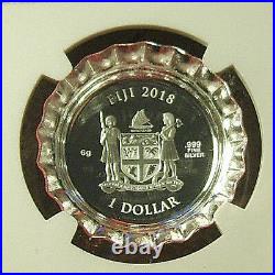 2018 Fiji $1 COCA-COLA Bottle Cap Silver Coin NGC PF70 UC with Mint Box