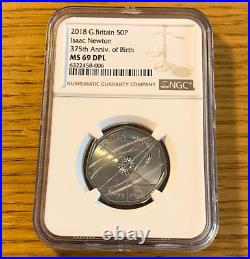 2018 Isaac Newton 50p Fifty Pence MS69 NGC Graded Royal Mint RME Strike Your Own