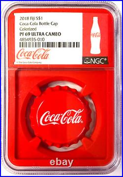 2018 NGC Fuji $1 Coca-Cola Bottle Cap Colorized PF69 Ultra Cameo Red Label