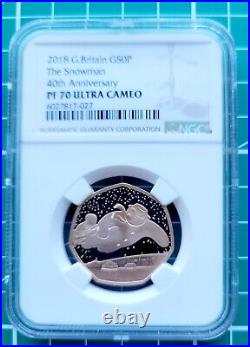 2018 Royal Mint UK Gold Proof The Snowman Fifty Pence 50p NGC PF70 Ultra Cameo
