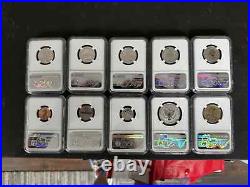 2018-S Silver Reverse Proof 10 Coin Set. NGC PF69 Early Releases Trolly Label