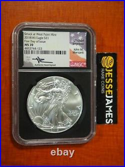 2018 (w) Silver Eagle Ngc Ms70 Fdi Mercanti Signed'struck At West Point Mint