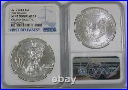 2019 $1 1oz Silver Eagle NGC MS 69 First Releases Mint Error Obverse Struck Thru