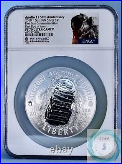 2019 $1 5oz Silver Apollo 11 50th Anniversary Coin NGC PF 70 FDOI