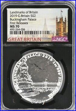 2019 £2 Buckingham Palace NGC MS70 Great Britain 1oz Silver Coin Royal Mint UK