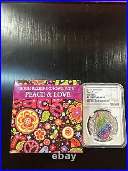 2019 Benin NGC PF70 Ultra Cameo Peace & Love 1 oz Silver Proof Coin colorized