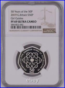 2019 Girl Guides 50p NGC PF69 Ultra Cameo Silver Proof Fifty Pence Royal Mint UK