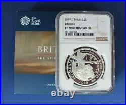 2019 Royal Mint 1oz Silver Proof Britannia £2 coin NGC Graded PF70