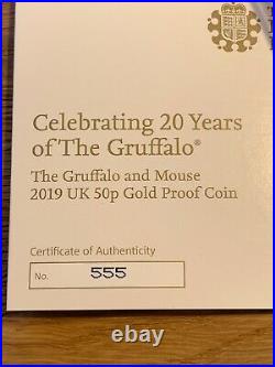 2019 Royal Mint Gruffalo & Mouse 20th Anniversary Gold 50p NGC PF70UC COA#555