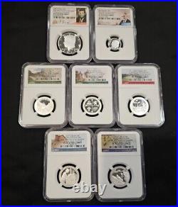 2019 S NGC PF 70 99.9% SILVER (7-Coin Lot) KENNEDY HALF DOLLAR, 5 QUARTERS, 10C