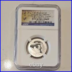 2019 S PF 69 FIRST 99.9% SILVER QUARTERS 5 Coin NGC ULTRA CAMEO SET with COA