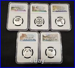 2019 S PF 69 FIRST 99.9% SILVER QUARTERS 5 Coin NGC ULTRA CAMEO SET with COA