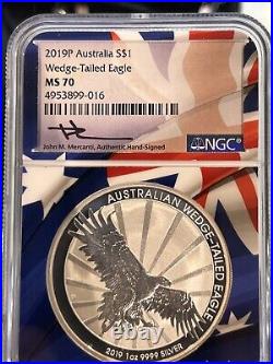 2019P Australia S $1 Wedge-Tailed Eagle MS 70 NGC Loc 18