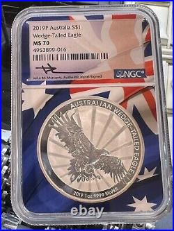 2019P Australia S $1 Wedge-Tailed Eagle MS 70 NGC Loc 18