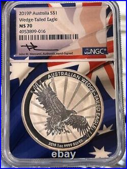 2019P Australia S $1 Wedge-Tailed Eagle MS 70 NGC Loc 18