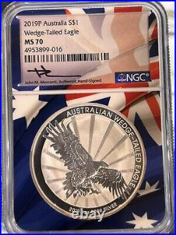 2019P Australia S $1 Wedge-Tailed Eagle MS 70 NGC Loc 18