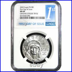 2020 $100 American Platinum Eagle 1 oz. NGC MS69 Mint Error Obv. Struck Thru FDI