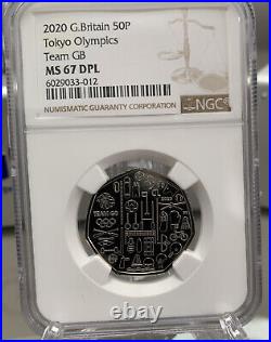 2020 & 2021 Team GB NGC Graded Both MS67 50p Tokyo Olympics Royal Mint