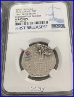 2020 & 2021 Team GB NGC Graded Both MS69 50p Tokyo Olympics Royal Mint