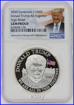 2020 Donald Trump All Together 1 Oz Silver Coin NGC Gem Proof High Relief JP738