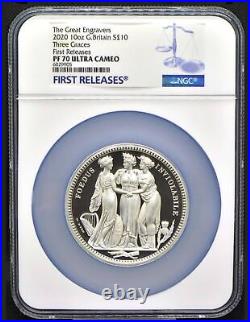 2020 GREAT ENGRAVERS THREE GRACES NGC PF 70 ULTRA CAMEO FIRST RELEASES 10 OZ pnd