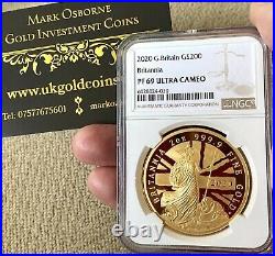 2020 Gold Proof Britannia £200 Coin (2oz.) NGC PF69 Ultra Cameo. Royal Mint Box
