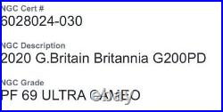 2020 Gold Proof Britannia £200 Coin (2oz.) NGC PF69 Ultra Cameo. Royal Mint Box