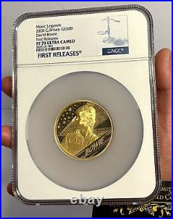 2020 Gold Proof David Bowie £500 5oz. NGC PF70 UCAM. First Releases Royal Mint