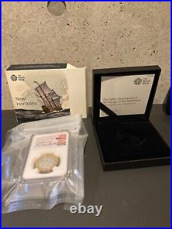 2020 NGC PF69 Great Britain UK £2 Silver/Gold Mayflower coin with box