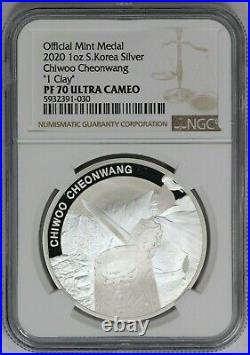 2020 NGC South Korea Official Mint Medal Chiwoo Cheonwang 1 oz Silver PF70