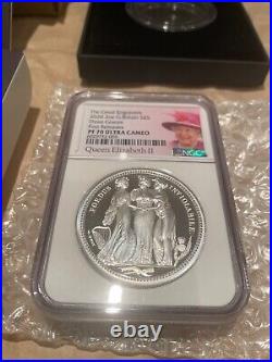 2020 Royal Mint 2 oz Silver Three Graces £5 NGC First Releases PF70 Box and COA