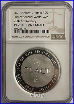 2020 Royal Mint Piedfort S£5 End Of Wwii 75th Anniv. Ngc Pf70 Ultra Cameo
