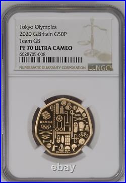2020 Royal Mint Team GB 50p Gold Proof NGC PF70 Fifty Pence Tokyo Olympics UK