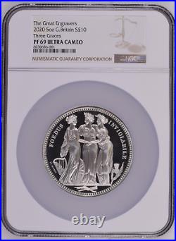 2020 Royal Mint Three Graces Silver Proof Five Ounce 5oz NGC Graded PF69 UC Rare