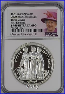 2020 Royal Mint Three Graces Silver Proof Two Ounce 2oz NGC PF69 First Release