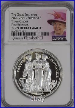 2020 Royal Mint Three Graces Silver Proof Two Ounce 2oz NGC PF69 UCAM FR
