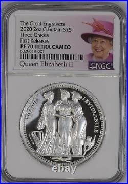 2020 Royal Mint Three Graces Silver Proof Two Ounce 2oz NGC PF70 UCAM FR