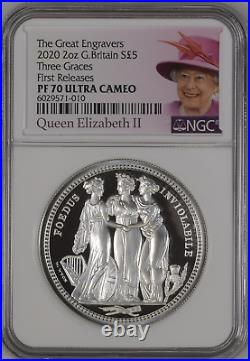 2020 Royal Mint Three Graces Silver Proof Two Ounce 2oz NGC PF70 UCAM First Rele