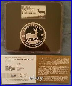 2020 SA 2oz Silver Proof Krugerrand PF70 FDOP 10,000 Minted IN HAND LOW LOW COA