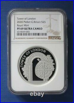 2020 Silver Piedfort Proof £5 The Royal Mint NGC Graded PF69 with Case & COA
