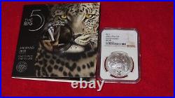 2020 South Africa 5 Rand Big 5 Leopard 1 oz. 999 Silver Coin NGC MS 69