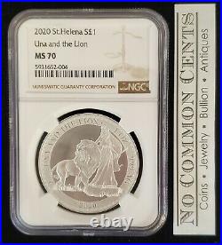 2020 St Helena UNA and the LION 1oz Silver Coin NGC MS70 PERFECT Only 5k Minted