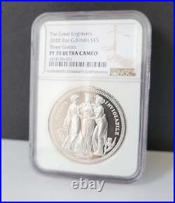 2020 Three Graces UK Two-Ounce Silver Proof Coin ngc graded pf70 & R M packaging