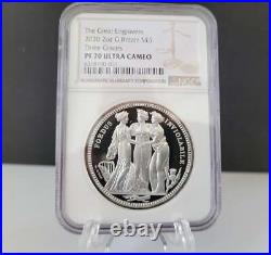 2020 Three Graces UK Two-Ounce Silver Proof Coin ngc graded pf70 & R M packaging