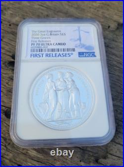 2020 Three Graces UK Two-Ounce Silver Proof Coin ngc graded pf70 with packaging