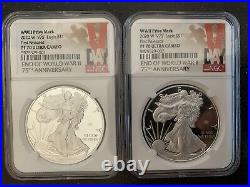 2020 W V75 Silver Eagle PF 70 Ultra Cameo NGC WWII Anniversary (Lot Of 2)